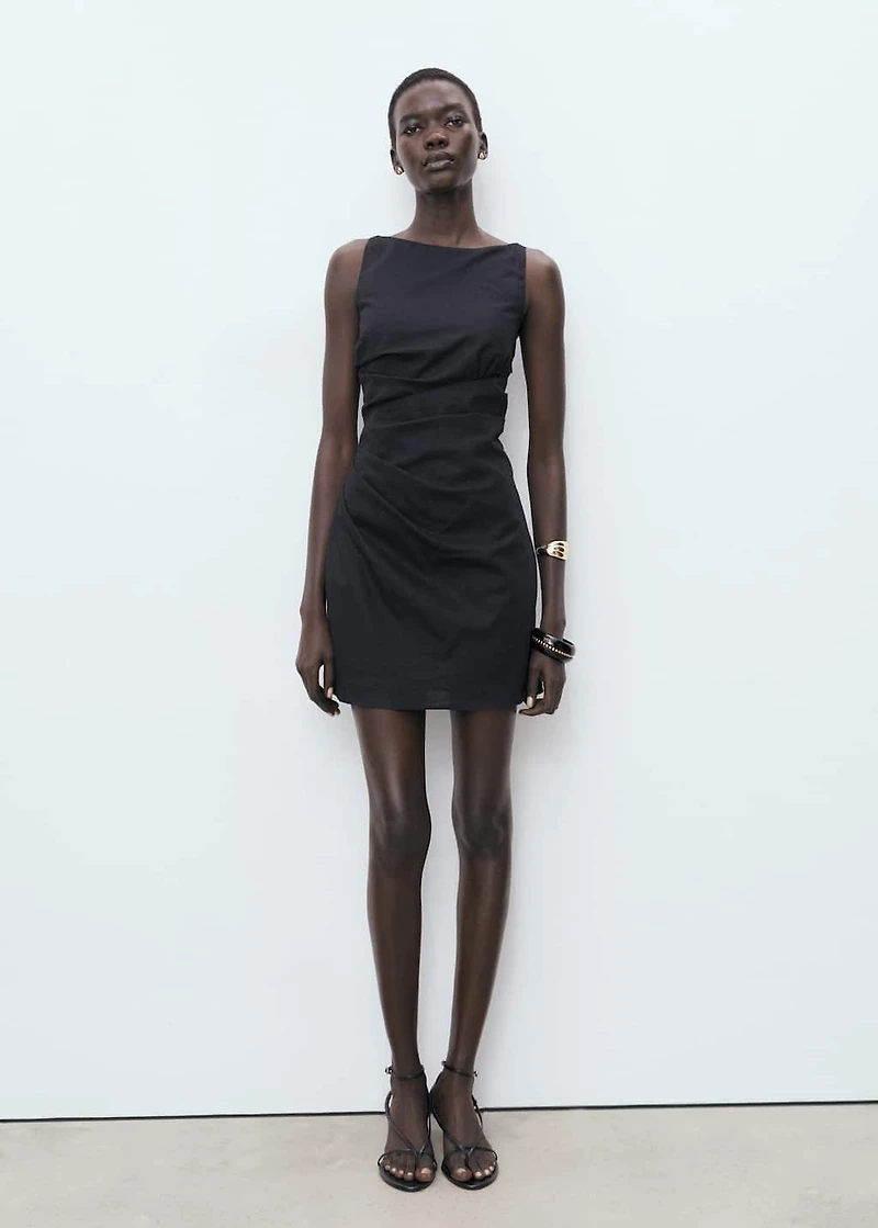 Draped linen dress