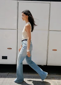 Mid-rise flared jeans