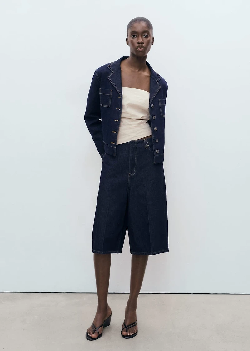 Mid-rise denim bermuda jorts