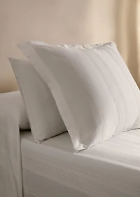 Two 300-thread count cotton satin striped pillowcases 60x60 cm