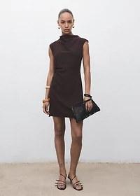 Short dress with draped collar