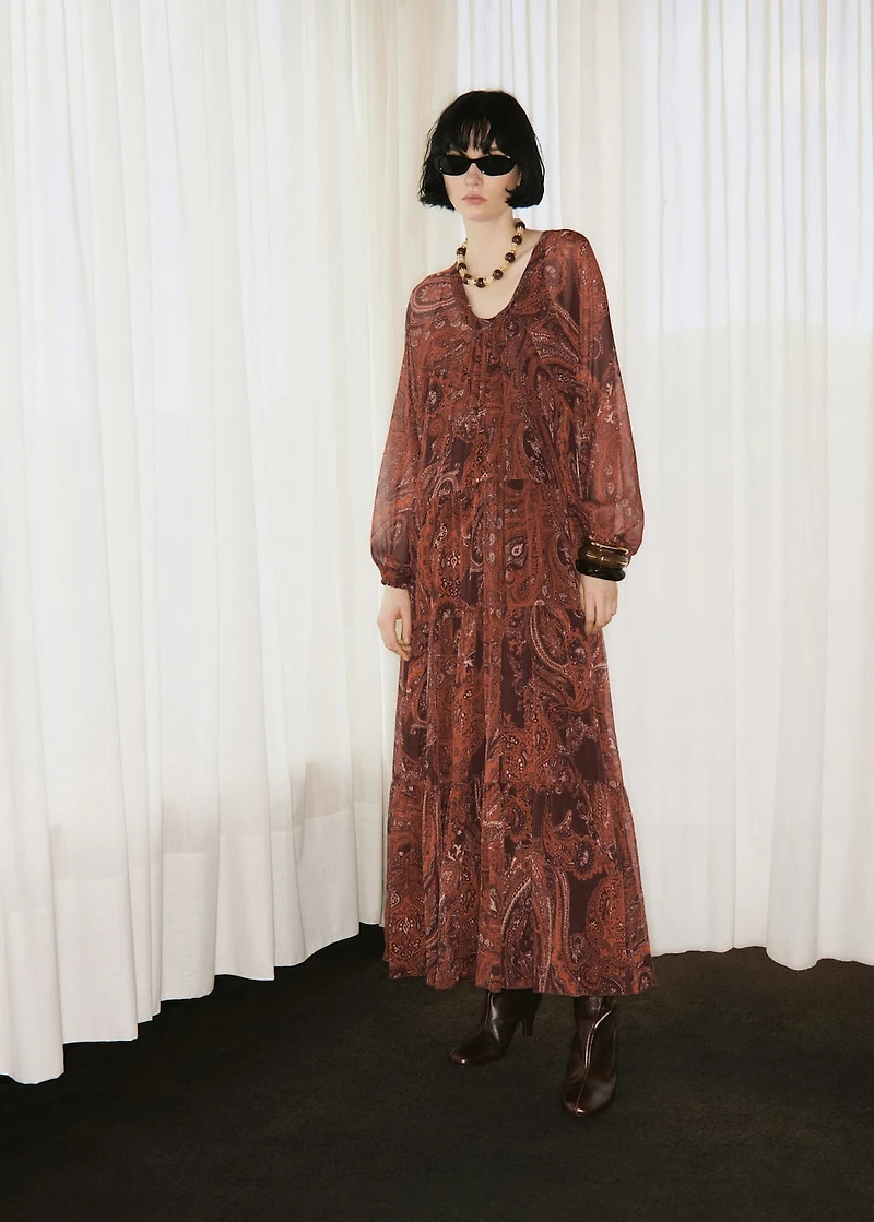 Paisley-print oversized dress