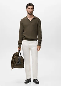 Structured cotton polo sweater