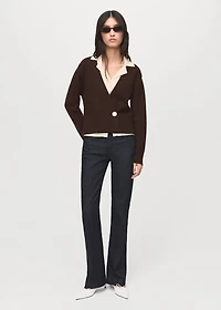 Cross-over cardigan with jewel button