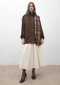 Check scarf with fringed ends