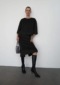 Wool midi-skirt with slit