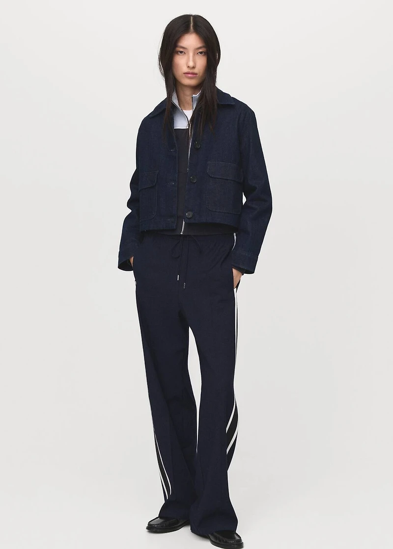 Contrast stripe straight pants