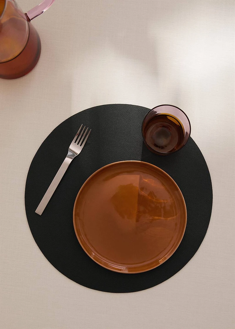 Round faux leather placemat