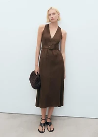 Belt linen dress