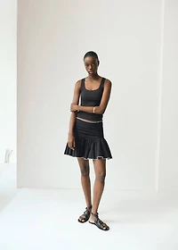 Embroidered ruffled skirt