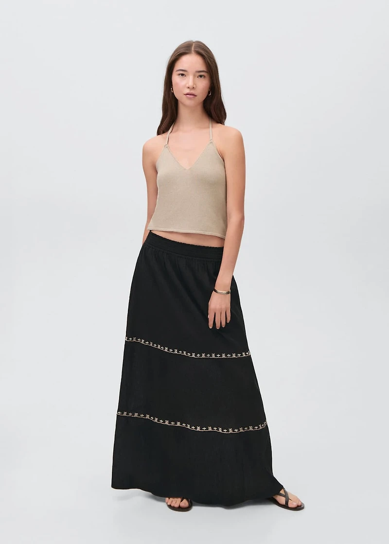 Embroidered long skirt