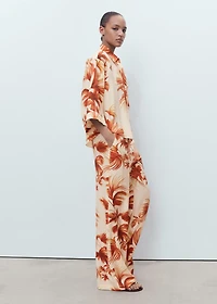 Straight-leg pants with palm tree print
