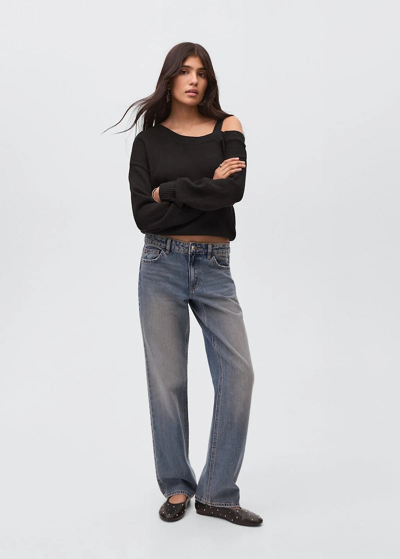 Knitted sweater with cut-out