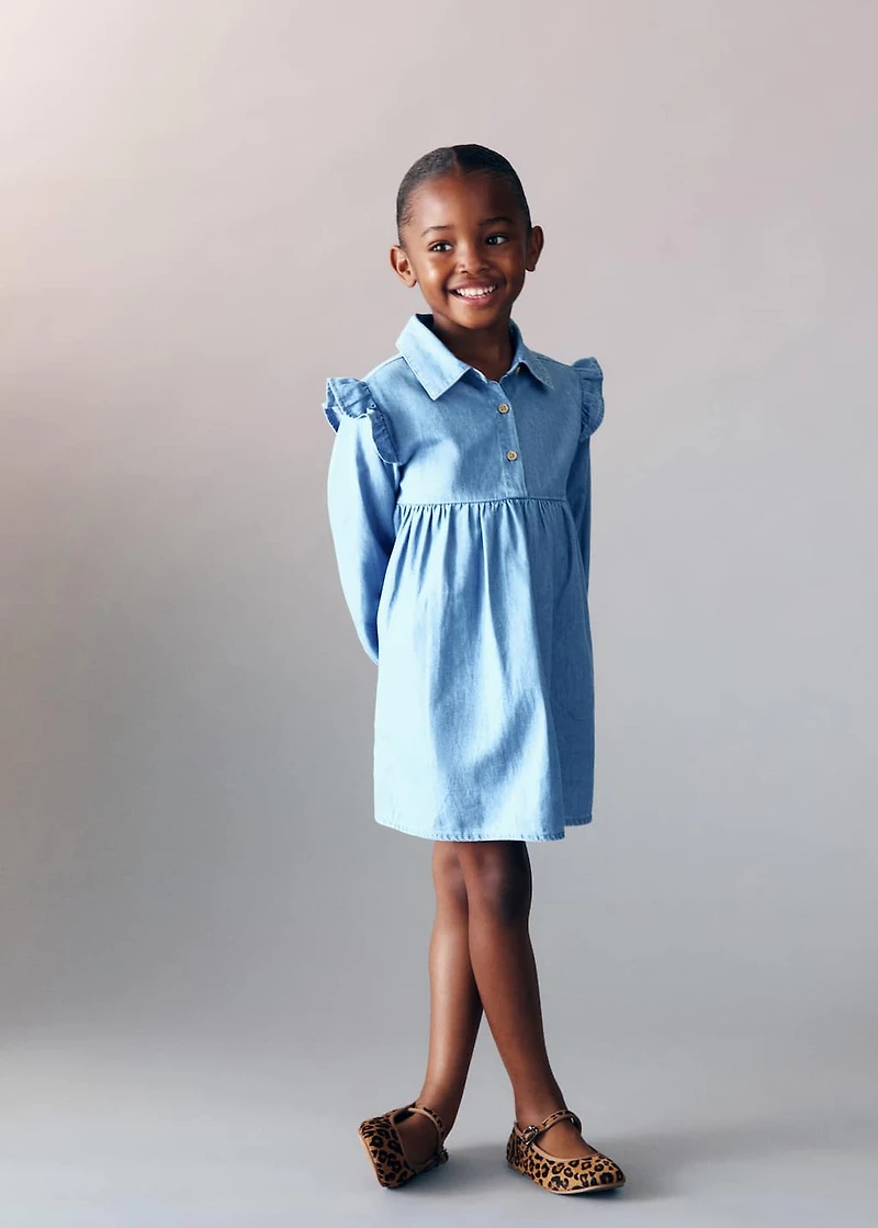Ruffled denim dress