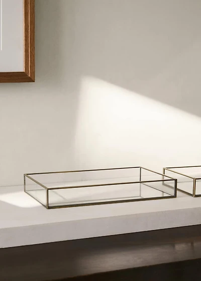 glass embossed decorative tray