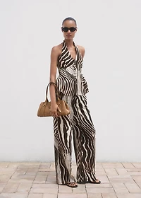 Zebra-print linen vest