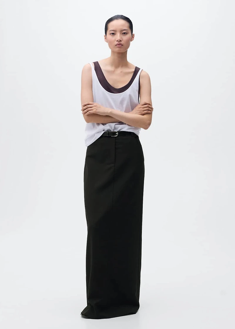 Long pencil skirt with opening
