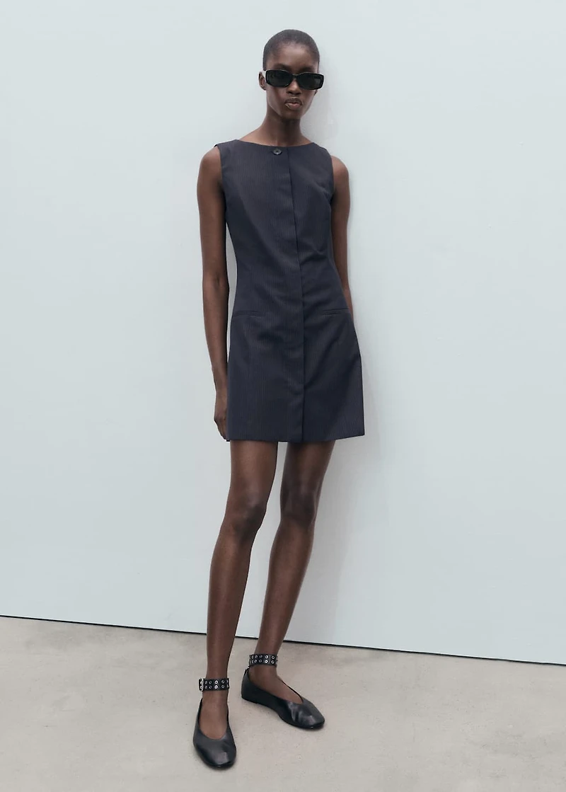 Pinstripe dress with hidden buttons