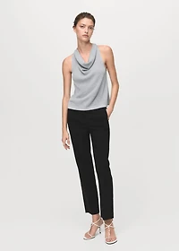 Lurex knitted top with draped neck