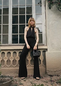 Halter-neck jumpsuit with scarf