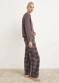 Two-piece flannel check pajamas