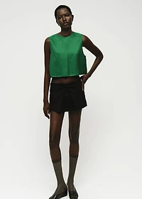 Linen-blend top with buttons