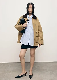 Oversized parka with contrasting collar