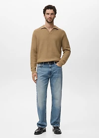 Knitted structured polo sweater