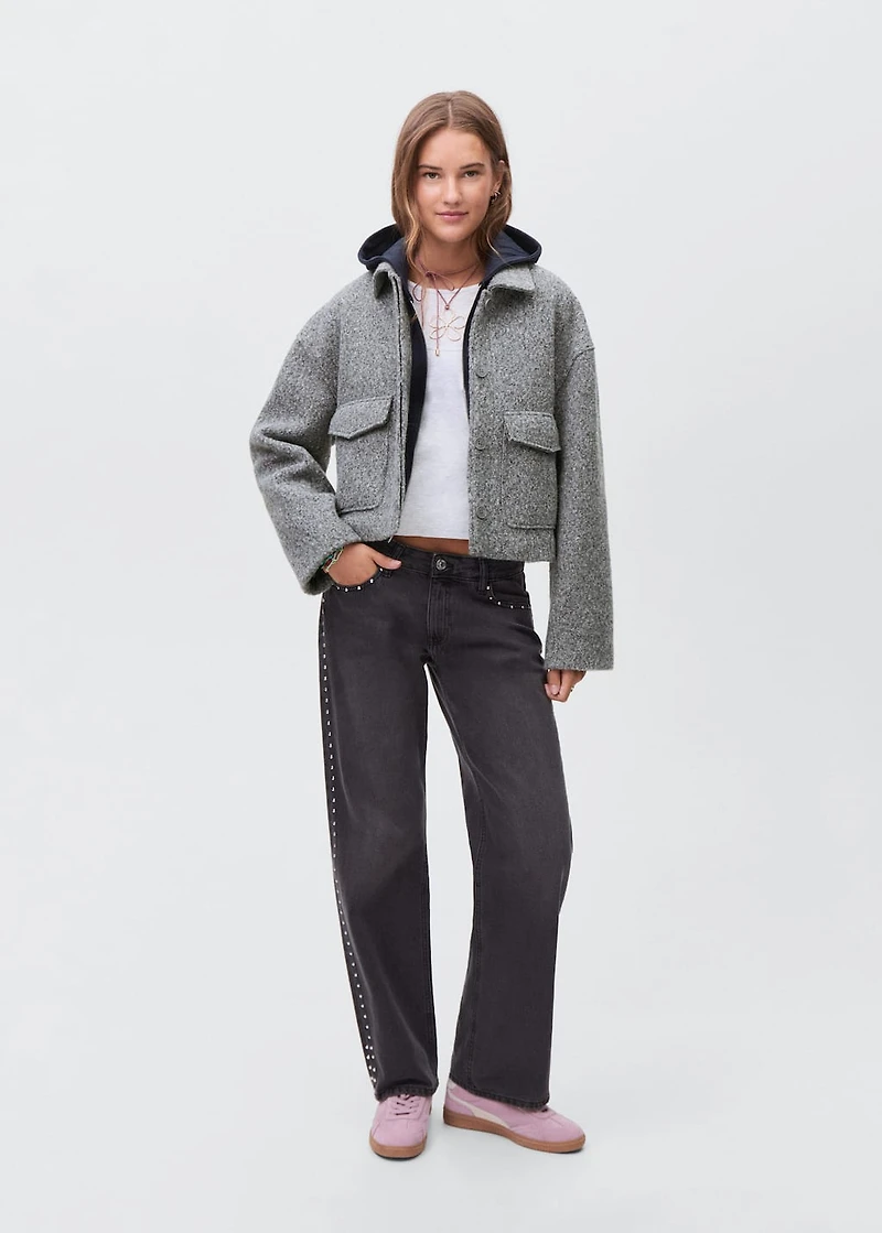 Wool jacket with lapel pockets