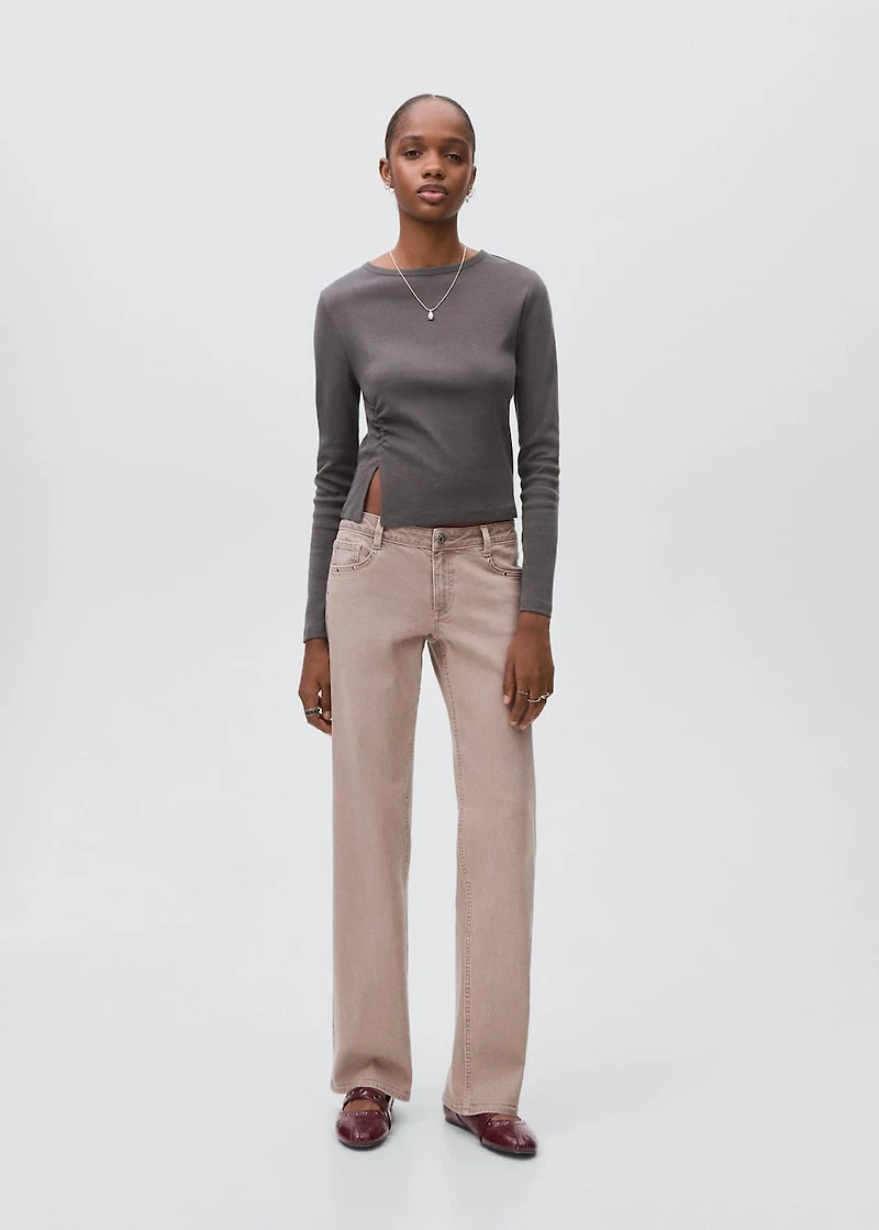 Gathered cotton t-shirt