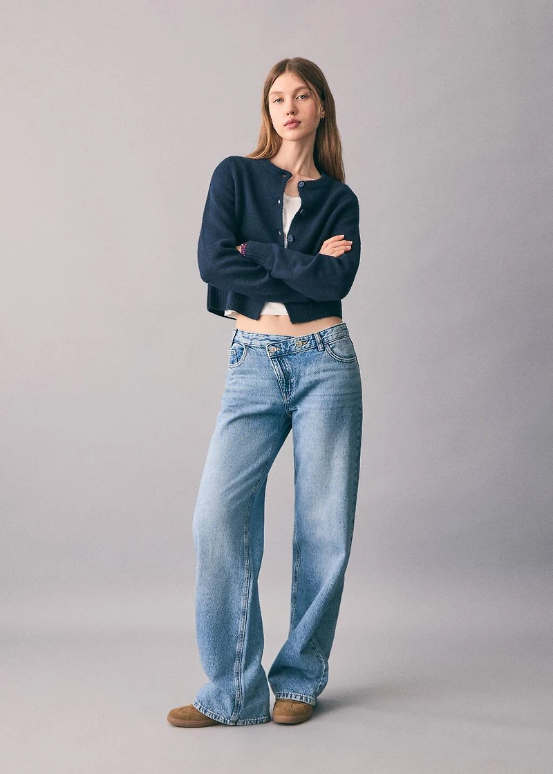 Cross-waist jeans