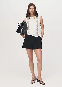Diamond-print polo-neck vest