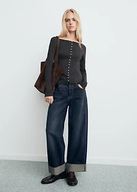Boat neck buttoned cardigan