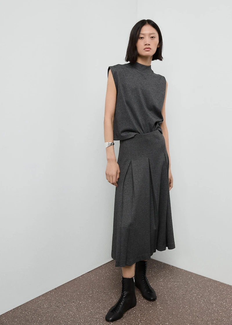 Pleated A-line skirt