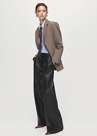 Leather-effect wide-leg pants