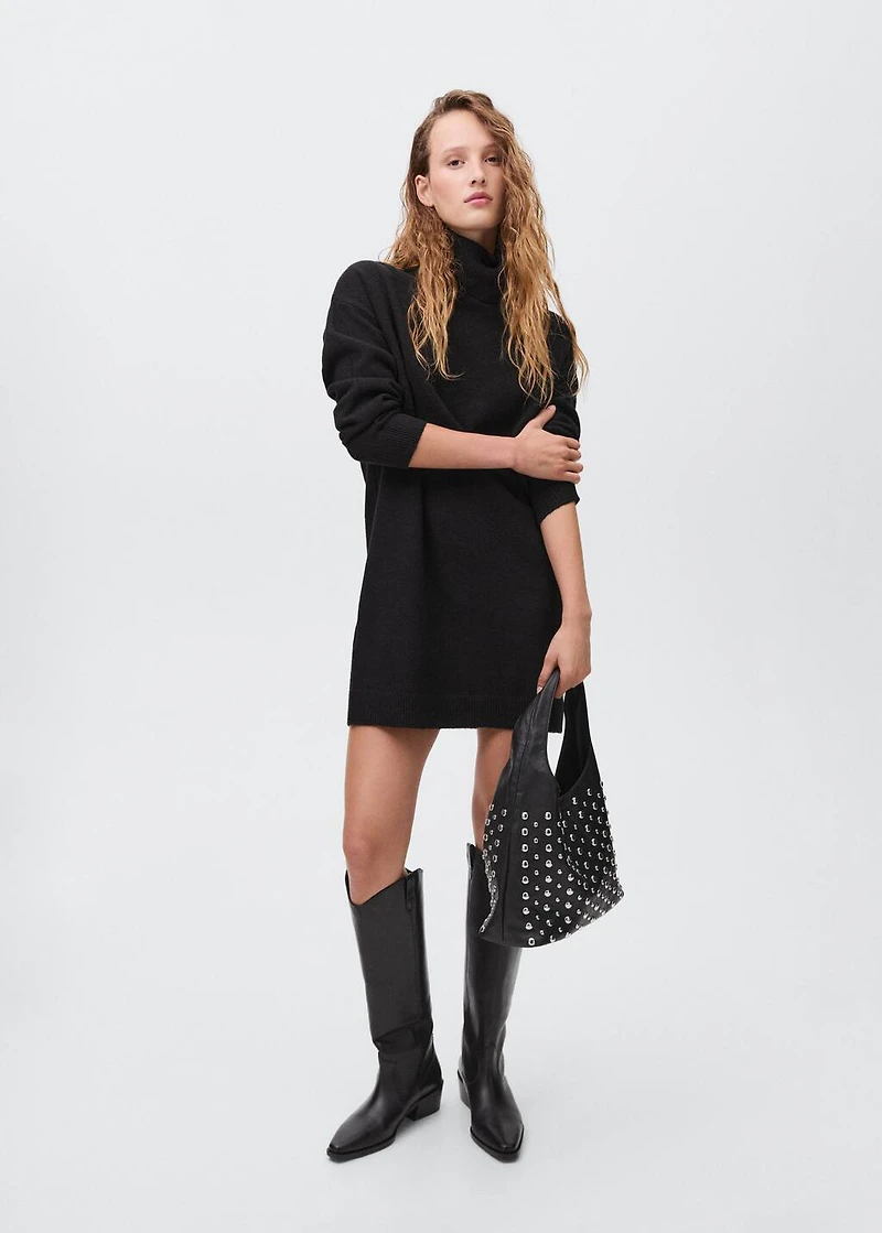 Turtle neck knit dress