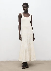 Floral-embroidered combined dress