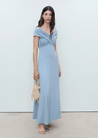 A-line dress with crossover neckline
