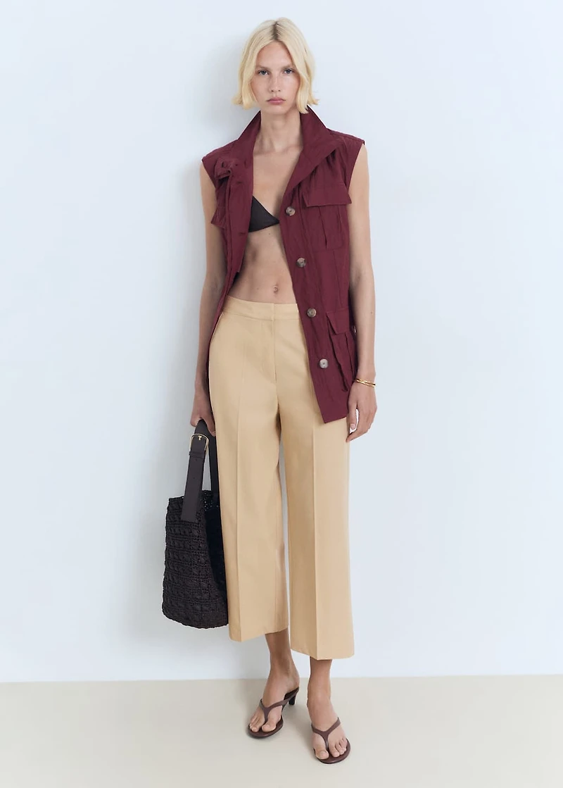Straight-cut crop pants