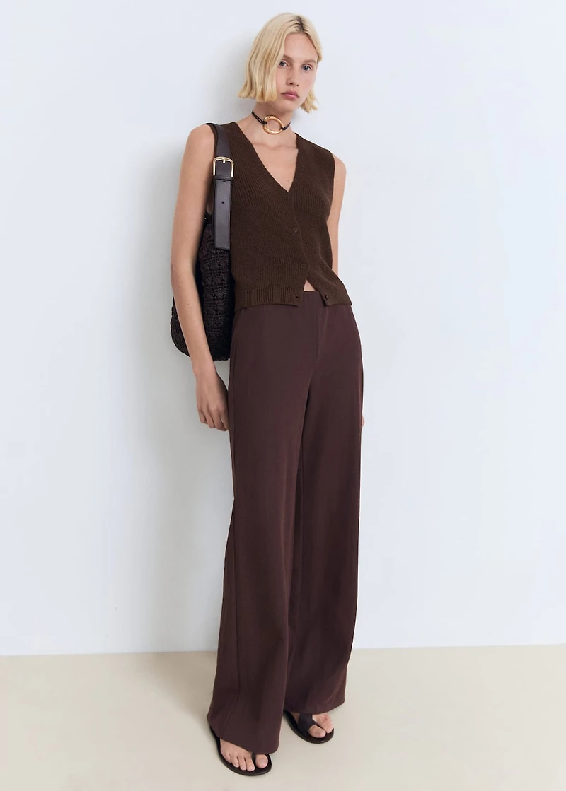 Knitted vest with lace pattern