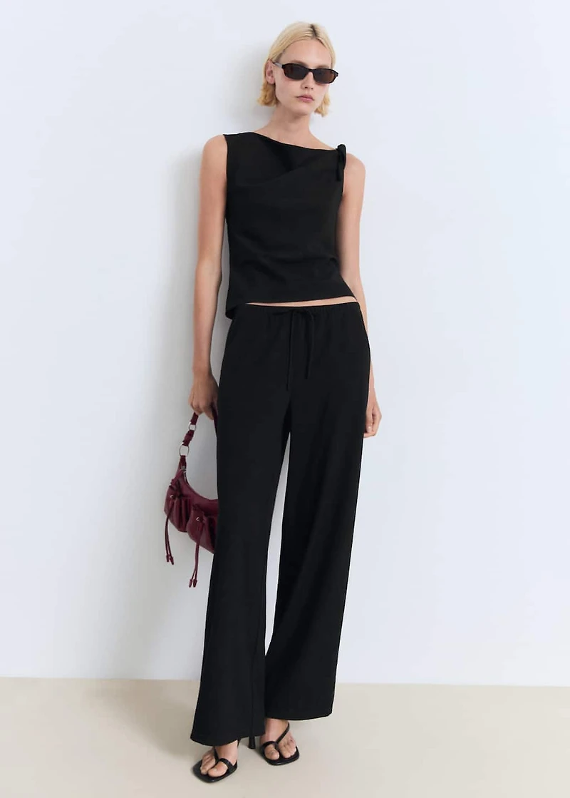 Drawstring straight pants