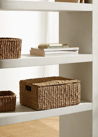Small braided basket with handles