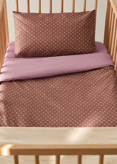 Reversible cotton polka-dot duvet cover for crib