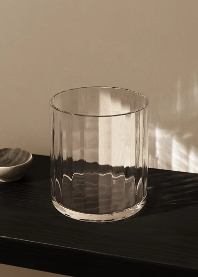 Hand-blown glass vase with stripes