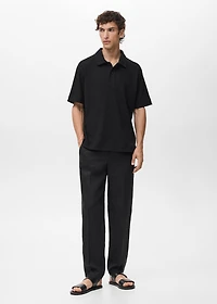 Textured knitted polo shirt