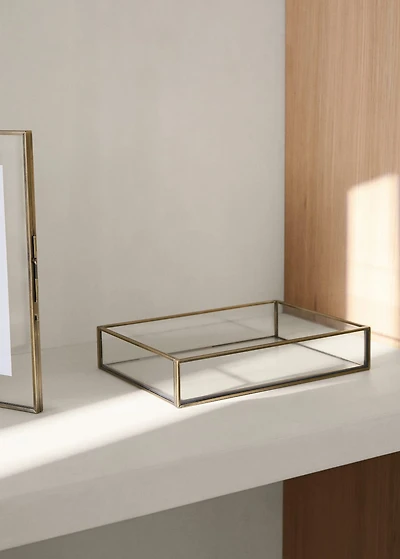 Small glass embossed decorative tray