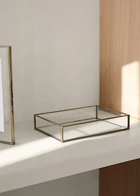 Small glass embossed decorative tray