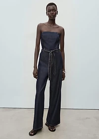 Strapless denim jumpsuit