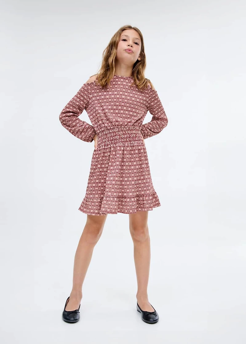 Printed ruched dress