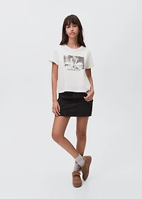 Cotton t-shirt with swan pattern